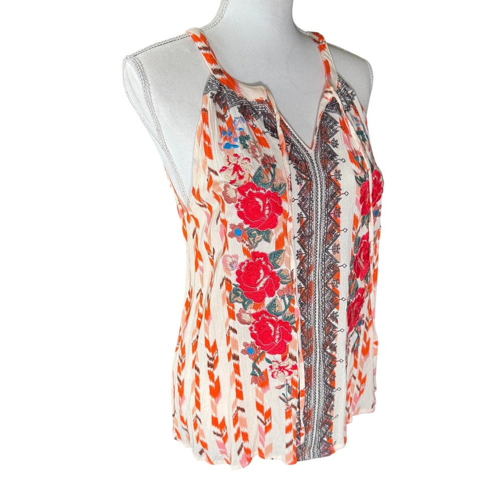 Savanna Jane Women's Medium Floral Embroidered Chevron Halter Tank Top Size M‎ - Picture 10 of 11